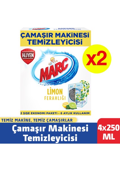 Çamaşır Makinesi Temizleyici Limon Ferahlığı 250 ml x 4'lü