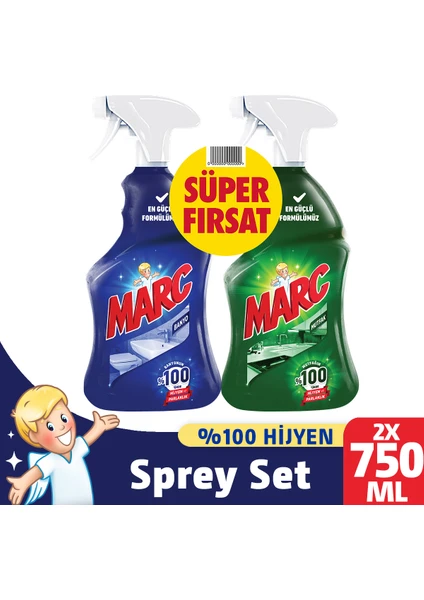 Banyo ve Mutfak Temizleyici Yağ Çözücü & Kireç Sökücü Sprey 2'li Set (2x750 ml)