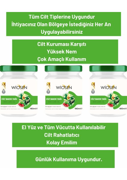 cilt bakım yağı 3x190 ml