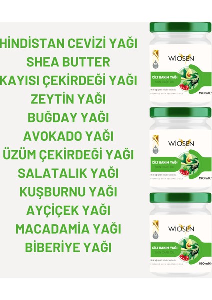 cilt bakım yağı 3x190 ml