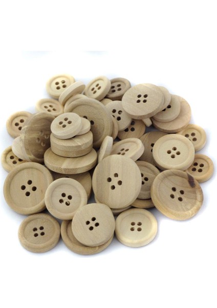 4X50PCS Karışık Boyut Doğal 4 Delik Dikiş Için Ahşap Yuvarlak Düğmeler 4 Pcs fiyatları