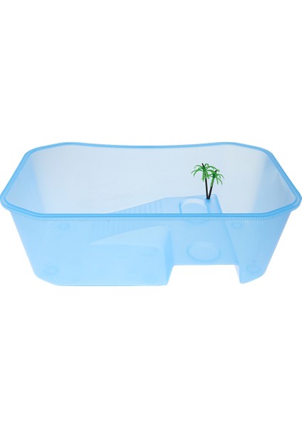Plastik Sürüngen Terrapin Kaplumbağa Tank Vivarium Besleme Kutusu 40X25X14CM Mavi(Yurt Dışından)