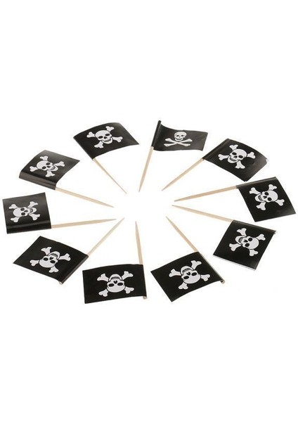 3-8 Adet 50PCS Kafatası Bayrakları Kağıt Kürek Gıda Kek Kokteyli Cadılar Bayramı, Siyah, 3 Adet