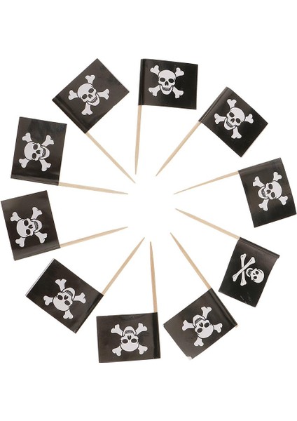 3-8 Adet 50PCS Kafatası Bayrakları Kağıt Kürek Gıda Kek Kokteyli Cadılar Bayramı, Siyah, 3 Adet fırsatları