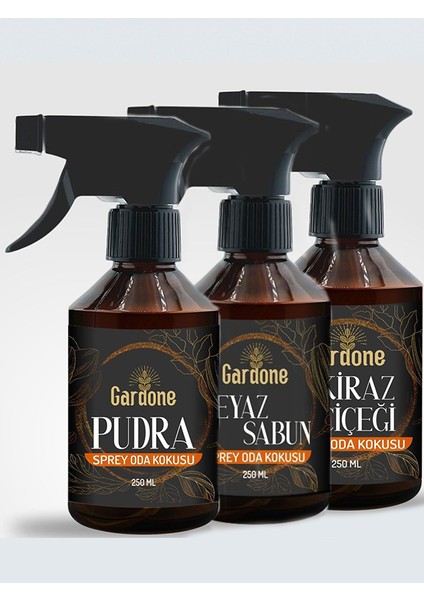 Pudra +Beyaz Sabun +Kiraz Çiçeği Sprey Oda Kokusu, 3 x 250 ml