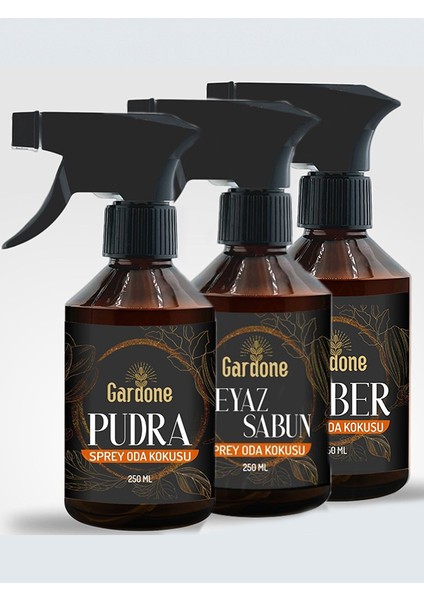 Amber +Pudra +Beyaz Sabun Sprey Oda Kokusu, 3 x 250 ml