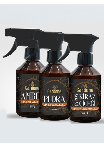 Amber +Pudra +Kiraz Çiçeği Sprey Oda Kokusu, 3 x 250 ml