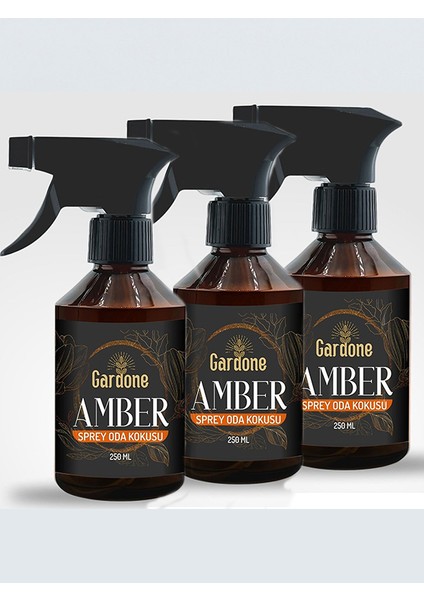 Amber Oda ve Çamaşır Spreyi, Oda Parfümü, Koku Giderici 250 Ml, 3 Adet