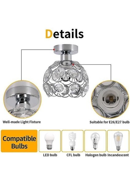 Lambalar Ch Elier Kristal Tavan Aydınlatma Mini Yarı Floş Dağı Tavan Işık Fikstürüne Yakın Modern (Yurt Dışından) fırsatları