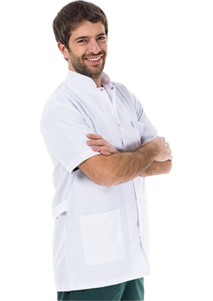 Medikal Erkek Hakim Yaka Kısa Kollu Kısa Doktor Önlüğü, Öğretmen Eczacı Laboratuvar Önlüğü fiyatları