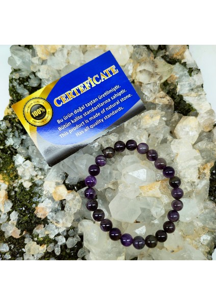 Ametist Doğal Taş Bileklik (Sertifikalı) (8mm) fiyatları