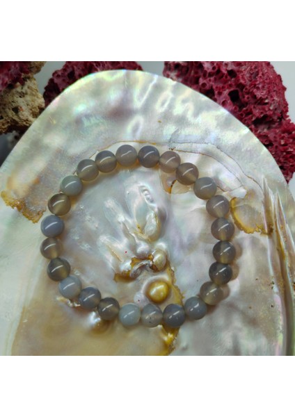 Gri Akik Doğal Taş Bileklik (Sertifikalı) (8mm) fiyatları