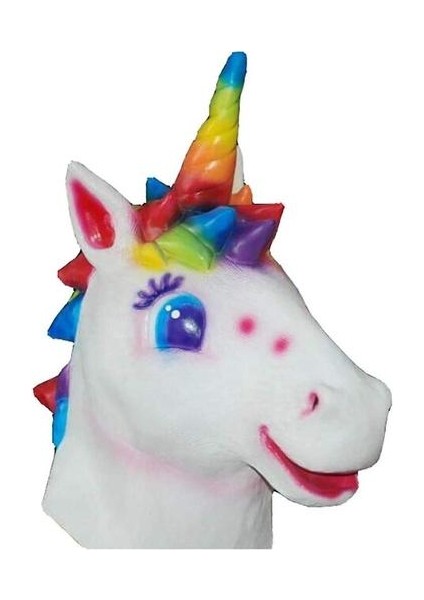 Cadılar Bayramı At Başkanı Maske Lateks Hayvan Kapak Gökkuşağı Unicorn Kostüm