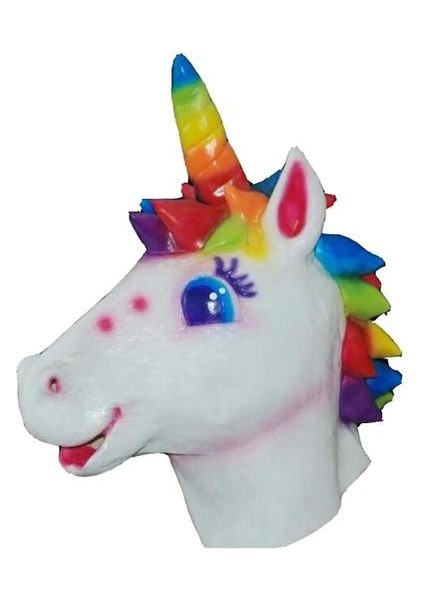 Cadılar Bayramı At Başkanı Maske Lateks Hayvan Kapak Gökkuşağı Unicorn Kostüm