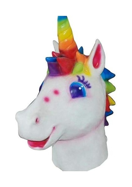 Cadılar Bayramı At Başkanı Maske Lateks Hayvan Kapak Gökkuşağı Unicorn Kostüm