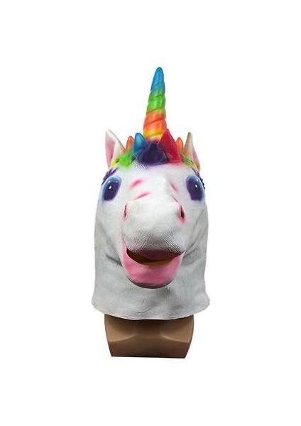 Cadılar Bayramı At Başkanı Maske Lateks Hayvan Kapak Gökkuşağı Unicorn Kostüm