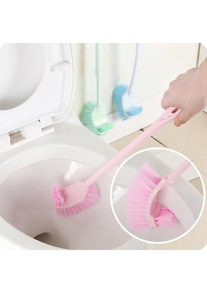 Plastik Uzun Kolu Banyo Klozet Çivi Çift Yan Temizleme Fırçası