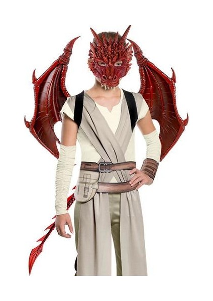 Homemiyn Parti Cosplay Maskesi Yetişkinler Için Çocuk Masquerade Kostümleri Korkunç Ejderha Maskesi Kanatları Kuyruk Cadılar Bayramı Kostüm Seti (Wings Kuyruk Maskesi) (Kırmızı)