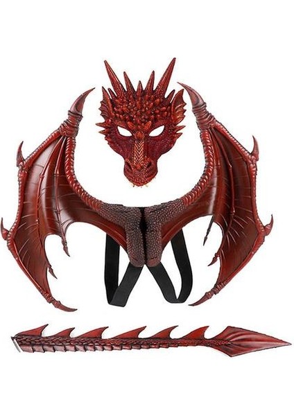 Homemiyn Parti Cosplay Maskesi Yetişkinler Için Çocuk Masquerade Kostümleri Korkunç Ejderha Maskesi Kanatları Kuyruk Cadılar Bayramı Kostüm Seti (Wings Kuyruk Maskesi) (Kırmızı) fiyatları