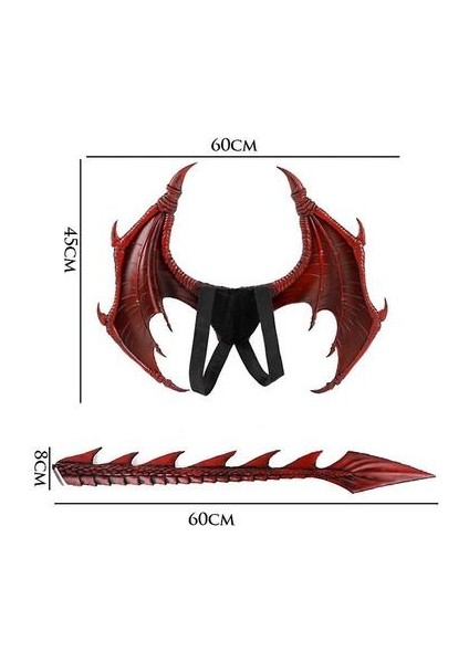 Homemiyn Parti Cosplay Maskesi Yetişkinler Için Çocuk Masquerade Kostümleri Korkunç Ejderha Maskesi Kanatları Kuyruk Cadılar Bayramı Kostüm Seti (Wings Kuyruk Maskesi) (Kırmızı) modelleri