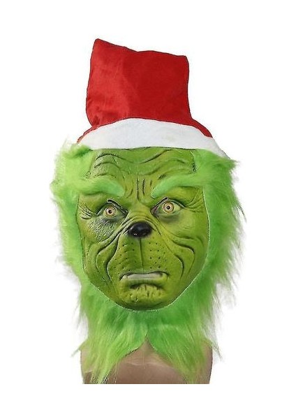 Grinch Noel Maskesi Stock Komik Sahne Başlık Cosplay Noel Maskesi