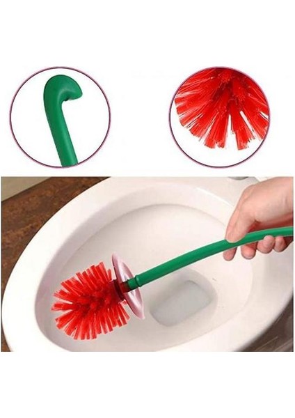 Tutucu Kase ve ile Tuvalet Fırçası Uzun Saplı, Ev Banyo Temizleme Aracı (Kırmızı)