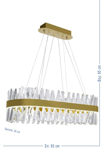 Ateş Yemek Masası Gold Modern Taşlı Rgb LED