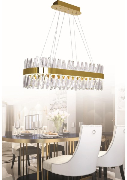 Ateş Yemek Masası Gold Modern Taşlı Rgb LED fiyatları