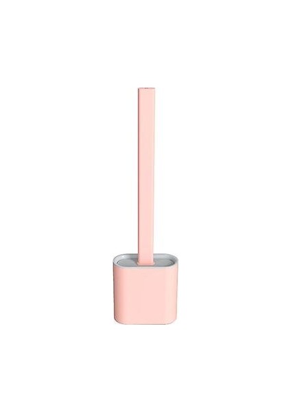 Kauçuk Kafa ile Esnek Tuvalet Temizleme Fırçası Tutucu Tabanı (Pembe)