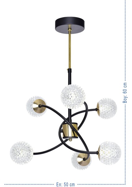 Sarmaşık 6 Lı Siyah Gold Modern Rgb Ledli