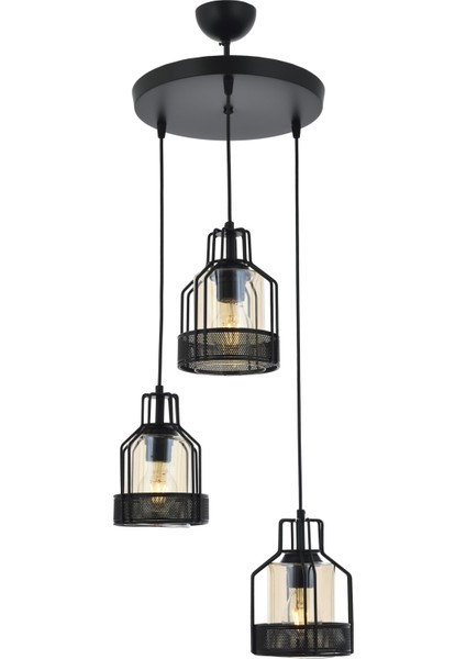 Roma 3 Lü Siyah Sarkıt Modern