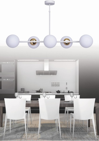 Dilek 5 Li Beyaz Gold Modern