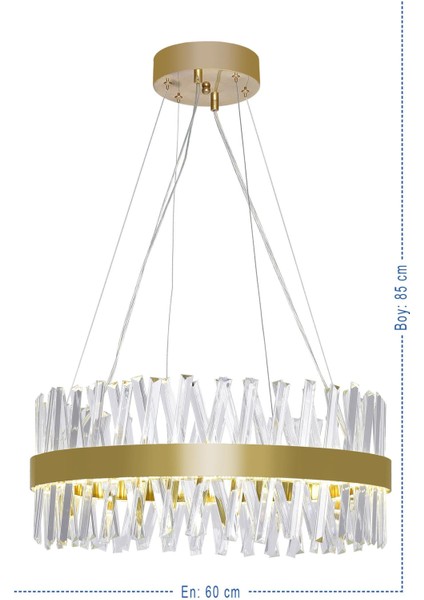 Ateş 60 Lık Gold Modern Taşlı Rgb LED