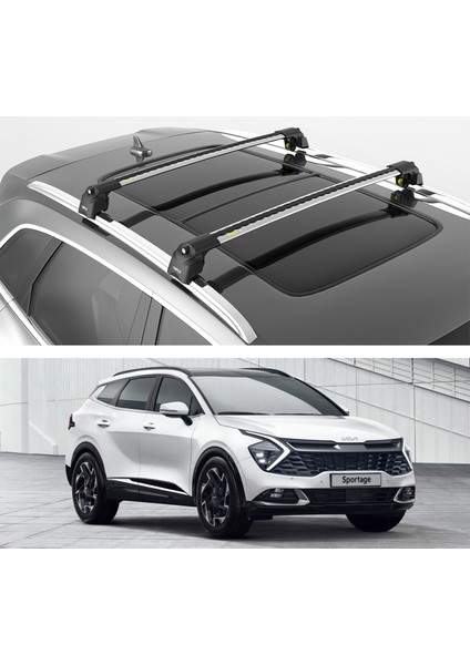 Turtle Air-2 Silver Kit, Kia Sportage (V) 2022-2023-2024-2025 Tavan Taşıyıcı Portbagaj, Bisiklet ve Kayak Taşıyıcı Ara Atkı Seti, Gri fiyatları
