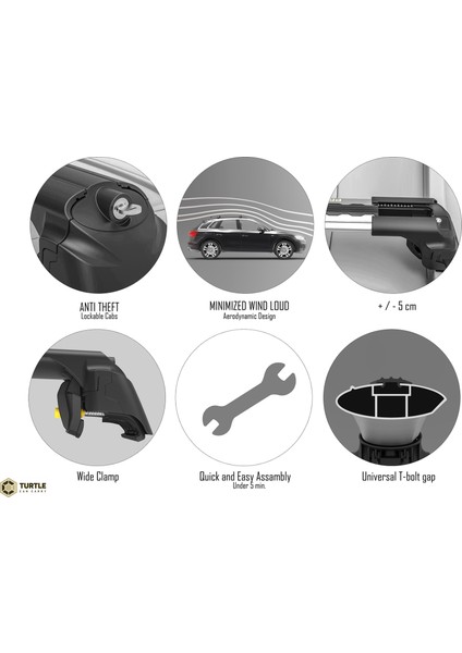 Turtle Air-2 Silver Kit, Kia Sportage (V) 2022-2023-2024-2025 Tavan Taşıyıcı Portbagaj, Bisiklet ve Kayak Taşıyıcı Ara Atkı Seti, Gri indirimleri