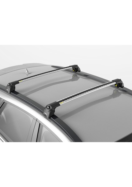 Turtle Air-2 Silver Kit, Ssangyong Tivoli Tavan Taşıyıcı Portbagaj, Bisiklet ve Kayak Taşıyıcı Ara Atkı Seti, Gri