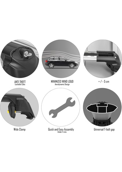 Turtle Air-2 Silver Kit, Volkswagen Id.4 Tavan Taşıyıcı Portbagaj, Bisiklet ve Kayak Taşıyıcı Ara Atkı Seti, Gri Cross Bar fırsatları
