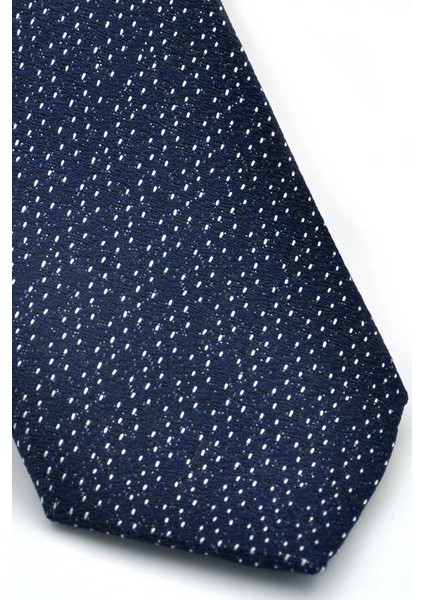 Beyaz Noktalı Verev Çizgili Lacivert Dokuma Kumaş Mendilli Slim Fit Kravat / SDK-220713 modelleri