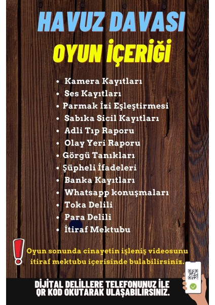 4'lü Paket Cinayet Çözme / Dedektif Oyunu / Katil Kim / Otopark-Havuz-Market-Asansör Davaları