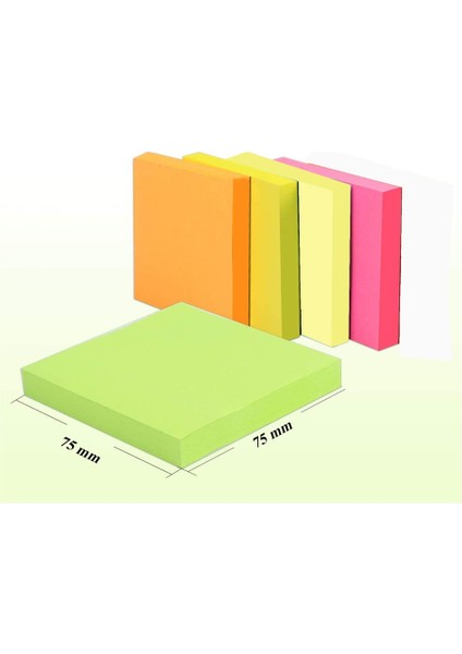Yapışkanlı Postit 5 Renk 75X75 mm 1 Paket modelleri