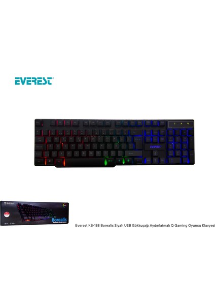 KB-188 Borealis Işıklı USB Rgb Türkçe-Q Klavye