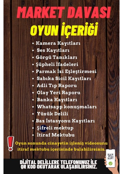 Cinayet Çözme / Dedektif Oyunu / Katil Kim / Suçlu Kim / Dedektiflik Oyunu / Market Davası