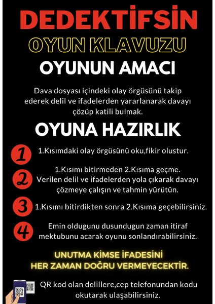 Cinayet Çözme / Dedektif Oyunu / Katil Kim / Suçlu Kim / Dedektiflik Oyunu / Havuz Davası