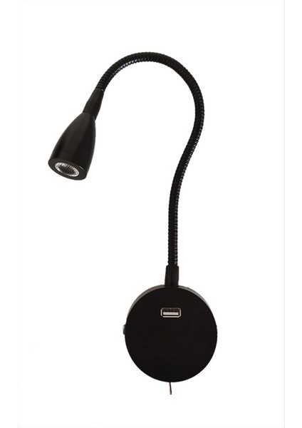 12V Usbli Okuma Lambası Yat Karavan Marine 3W Günışığı Anahtarlı 25 cm Spiral Krom Yigit Led