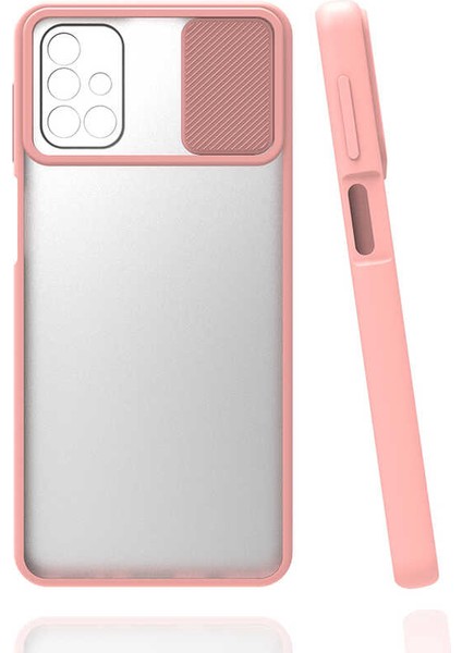 Galaxy M31S Kılıf Lens Sürgülü Kamera Korumalı Silikon - Pembe Açık