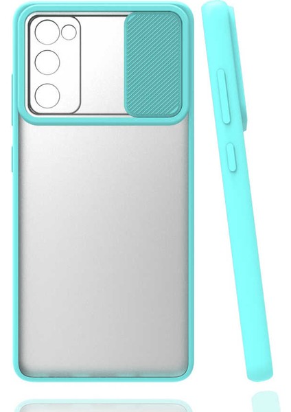 Galaxy S20 Fe Kılıf Lens Sürgülü Kamera Korumalı Silikon - Turkuaz