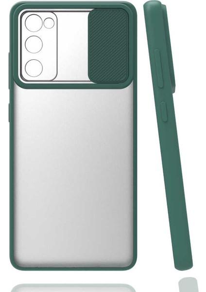 Galaxy S20 Fe Kılıf Lens Sürgülü Kamera Korumalı Silikon - Koyu Yeşil