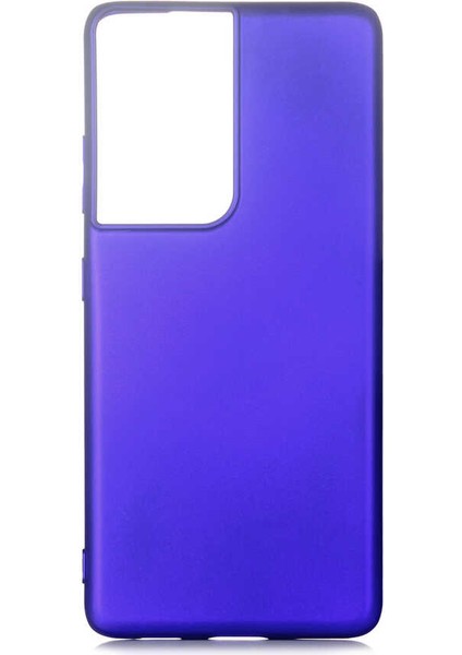 Galaxy S21 Ultra Kılıf Silikon Yumuşak Dokulu Premium- Saks Mavi