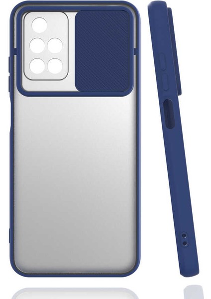 Xiaomi Redmi 10 Kılıf Lens Sürgülü Kamera Korumalı Silikon - Lacivert