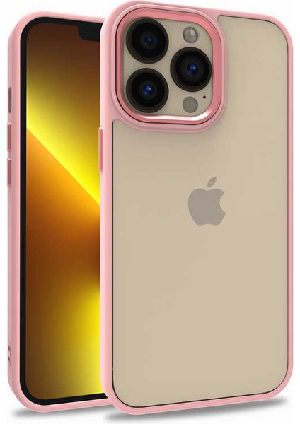 Apple iPhone 13 Pro Kılıf Arkası Şeffaf Kenar Korumalı Silikon Dora- Rose Gold